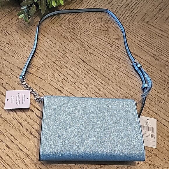 Kate Spade tinsel flap crossbody sparkly blue bag NWT - Picture 5 of 11